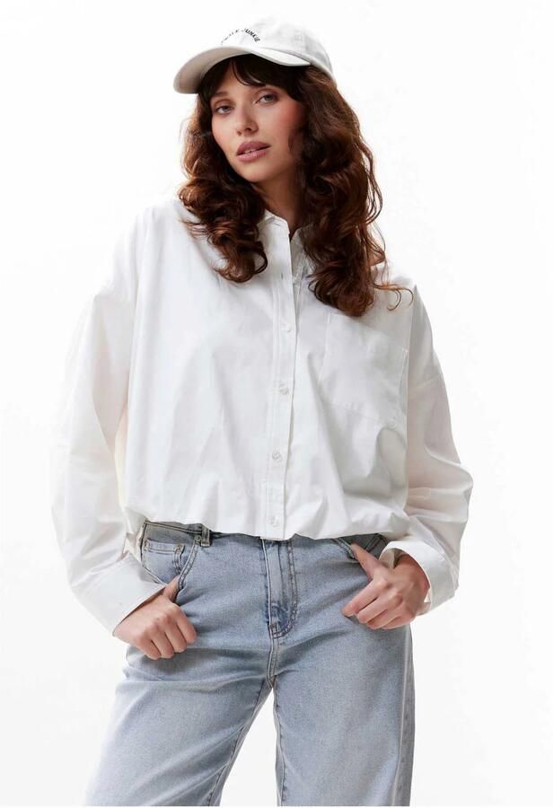 CATWALK JUNKIE Dames Blouses Cropped Button Up Blouse Wit - Foto 5