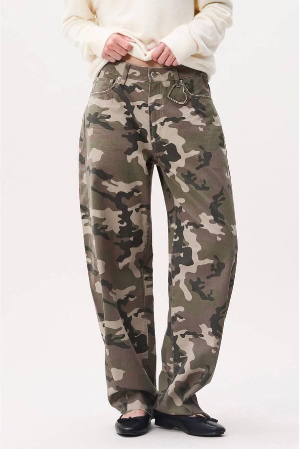 Catwalk Junkie denim barrel camouflage broek groen