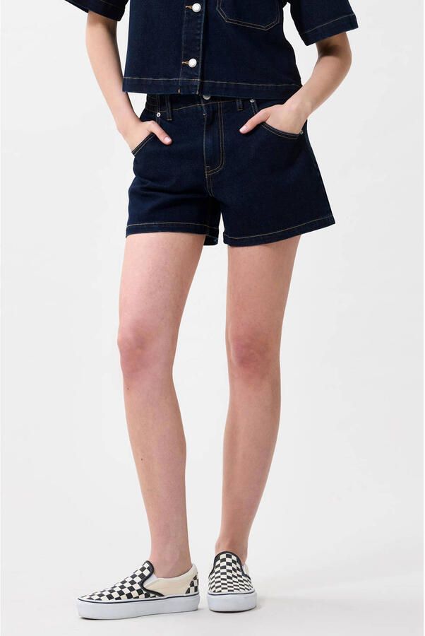 Catwalk Junkie denim straight high waist short dark blue denim