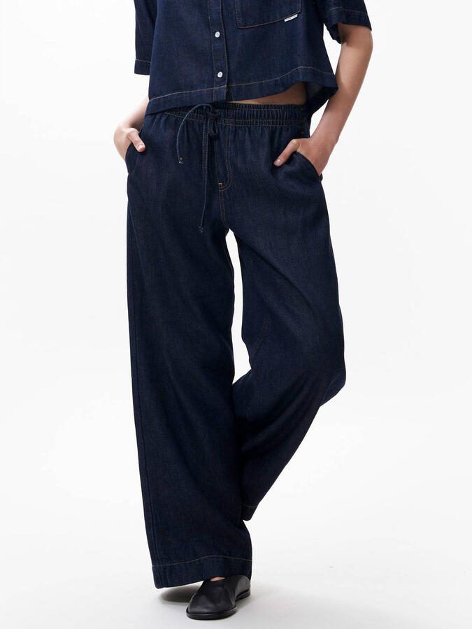 Catwalk Junkie denim wide leg high waist broek donkerblauw - Foto 1