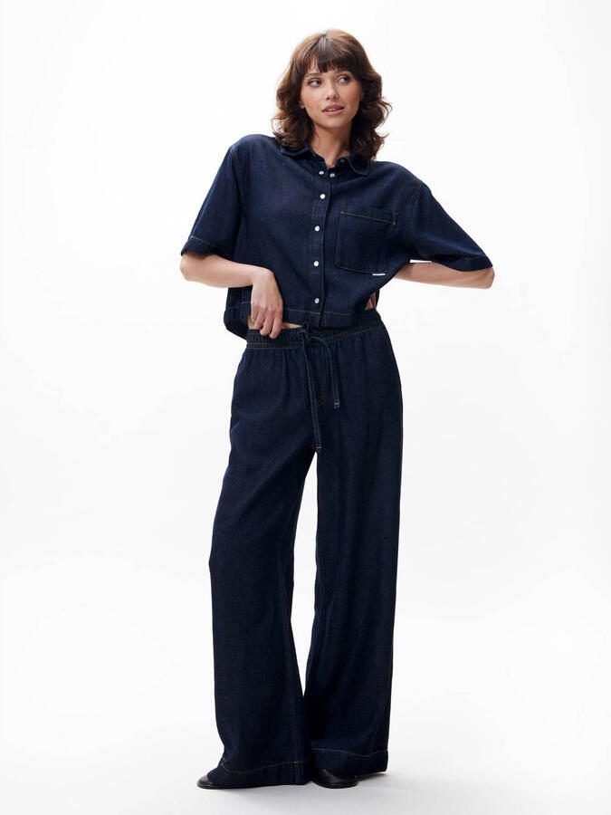 Catwalk Junkie denim wide leg high waist broek donkerblauw - Foto 2