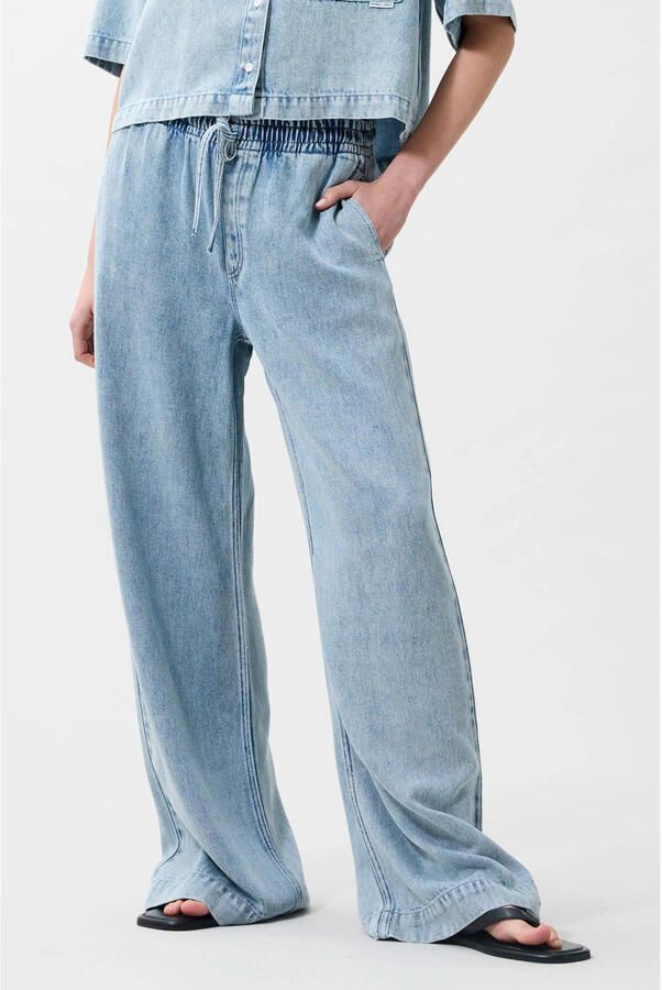 Catwalk Junkie denim wide leg high waist broek light blue denim