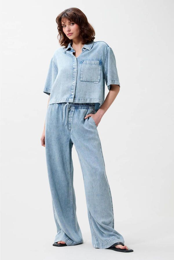 Catwalk Junkie denim wide leg high waist broek light blue denim - Foto 3