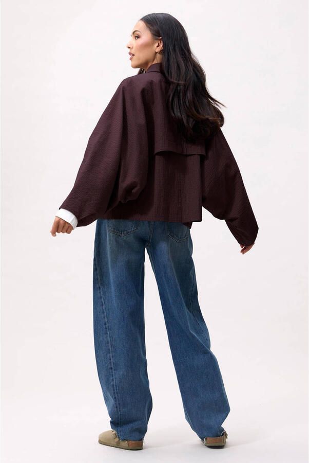 Catwalk Junkie geruite trenchcoat donkerrood - Foto 3