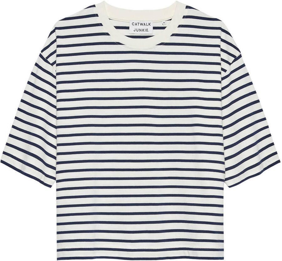 CATWALK JUNKIE Dames Tops & T-shirts Loose Fit Striped Tshirt Wit - Foto 5