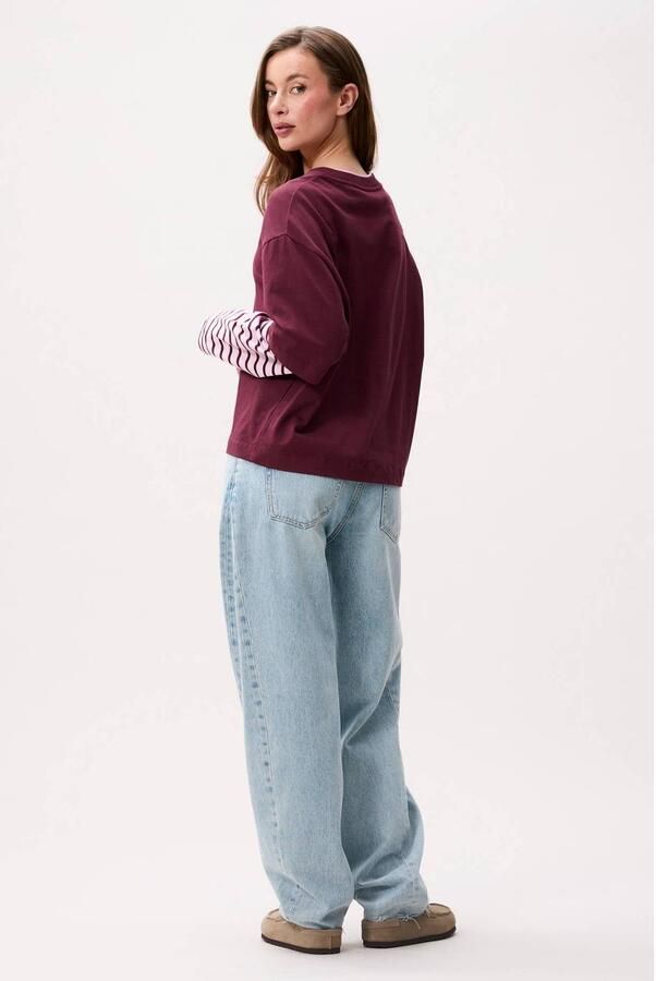 Catwalk Junkie gestreept T-shirt wijnrood - Foto 2
