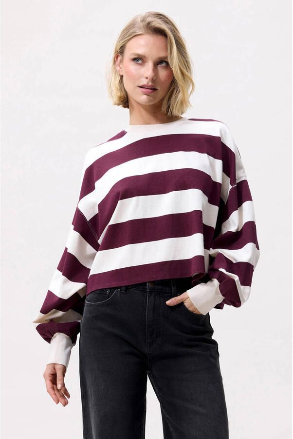 CATWALK JUNKIE Dames Tops & T-shirts Oversized Striped Long Sleeve Bordeaux - Foto 5