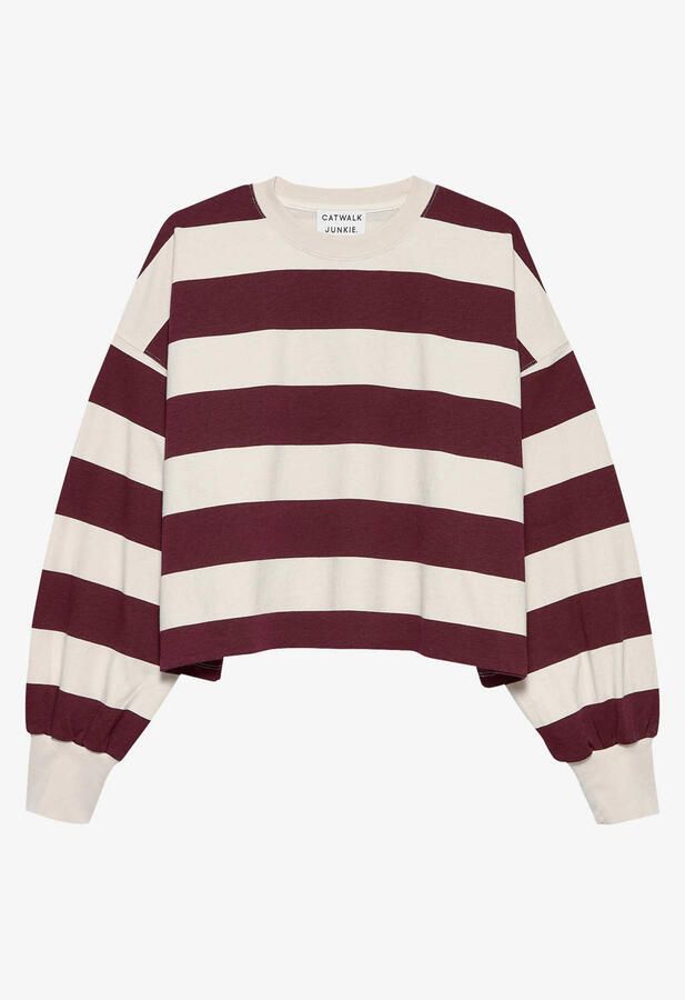 CATWALK JUNKIE Dames Tops & T-shirts Oversized Striped Long Sleeve Bordeaux - Foto 6