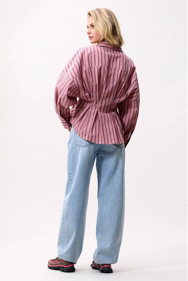 Catwalk Junkie getailleerde gestreepte blouse roze - Foto 2