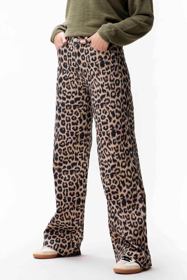 Catwalk Junkie high waist loose jeans met panterprint bruin zwart - Foto 2