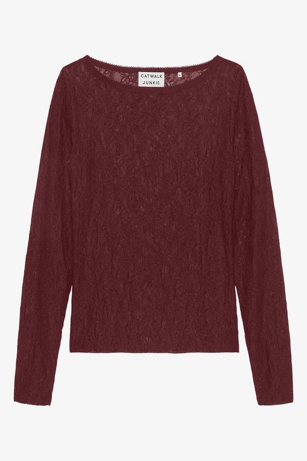CATWALK JUNKIE Dames Tops & T-shirts Lace Long Sleeve Bordeaux - Foto 6