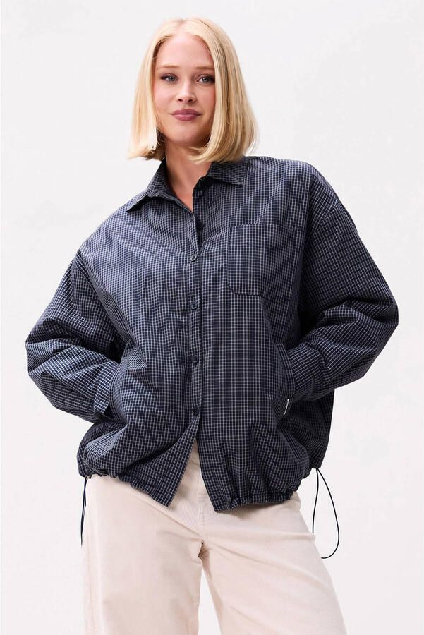 Catwalk Junkie katoenen geruite jas blauw