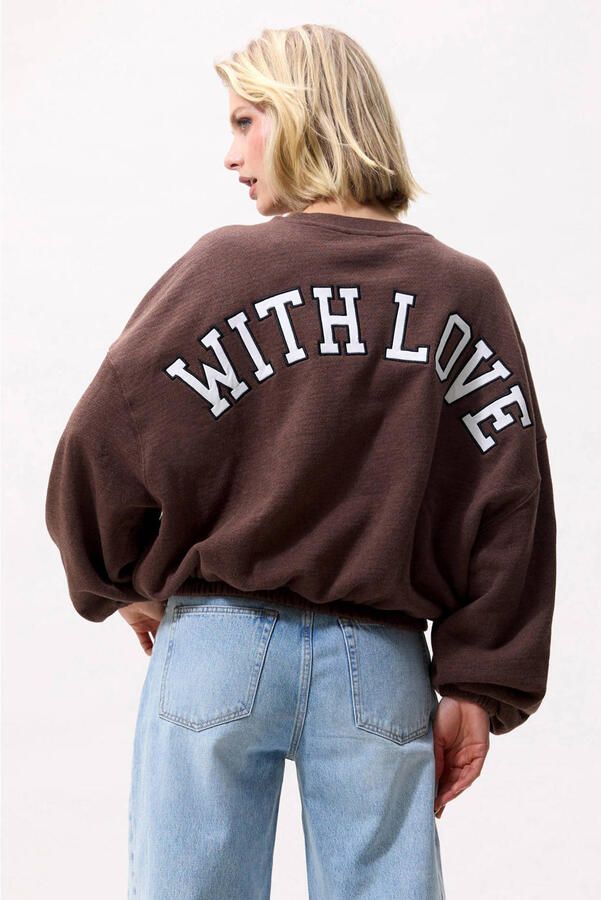 Catwalk Junkie katoenen oversized sweater met backprint bruin - Foto 3