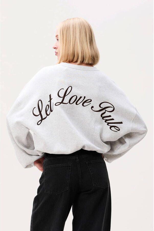 Catwalk Junkie katoenen pullover met tekst grijs - Foto 3