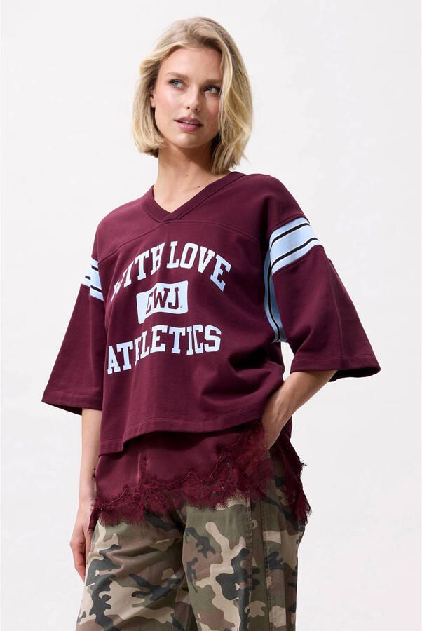 CATWALK JUNKIE Dames Tops & T-shirts Sporty Graphic Short Sleeve Sweater Bordeaux - Foto 5