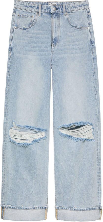 CATWALK JUNKIE Dames Jeans Super Loose Fit Jeans Damaged Lichtblauw - Foto 7
