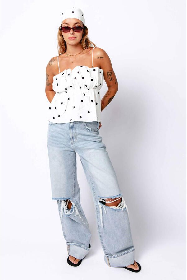 CATWALK JUNKIE Dames Jeans Super Loose Fit Jeans Damaged Lichtblauw - Foto 6