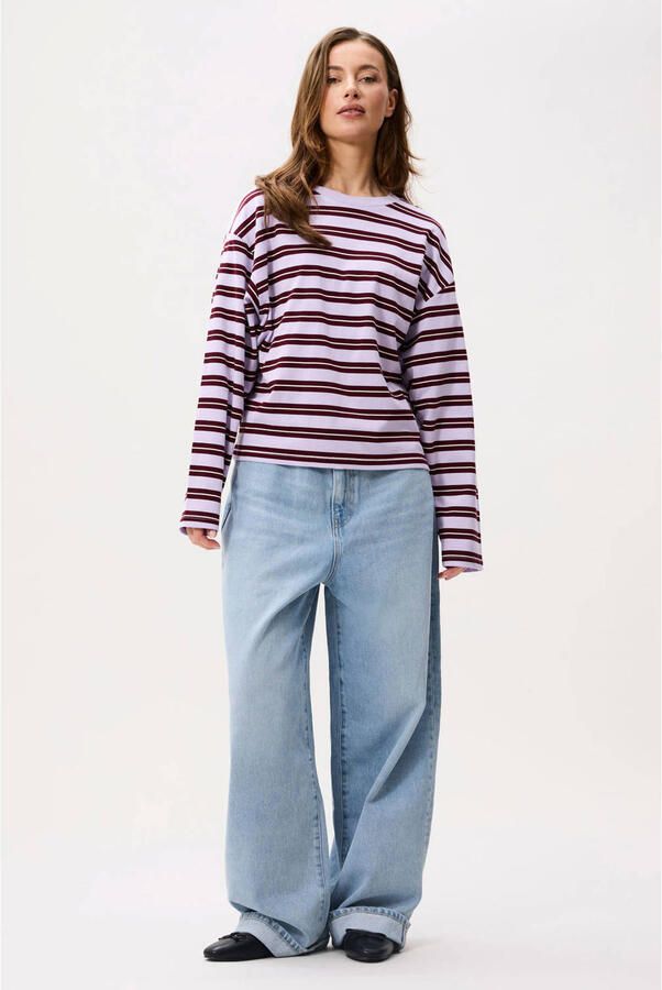 Catwalk Junkie rechtvallende gestreepte top lila - Foto 2