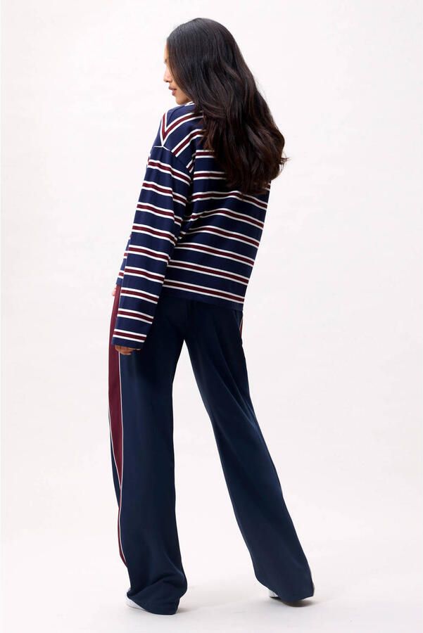Catwalk Junkie rechtvallende gestreepte top marineblauw - Foto 3