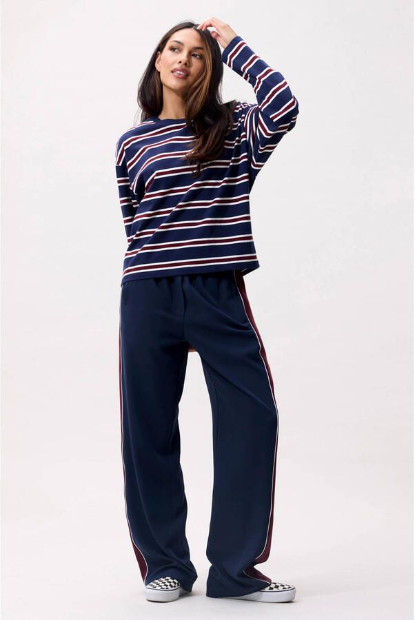 Catwalk Junkie rechtvallende gestreepte top marineblauw - Foto 2