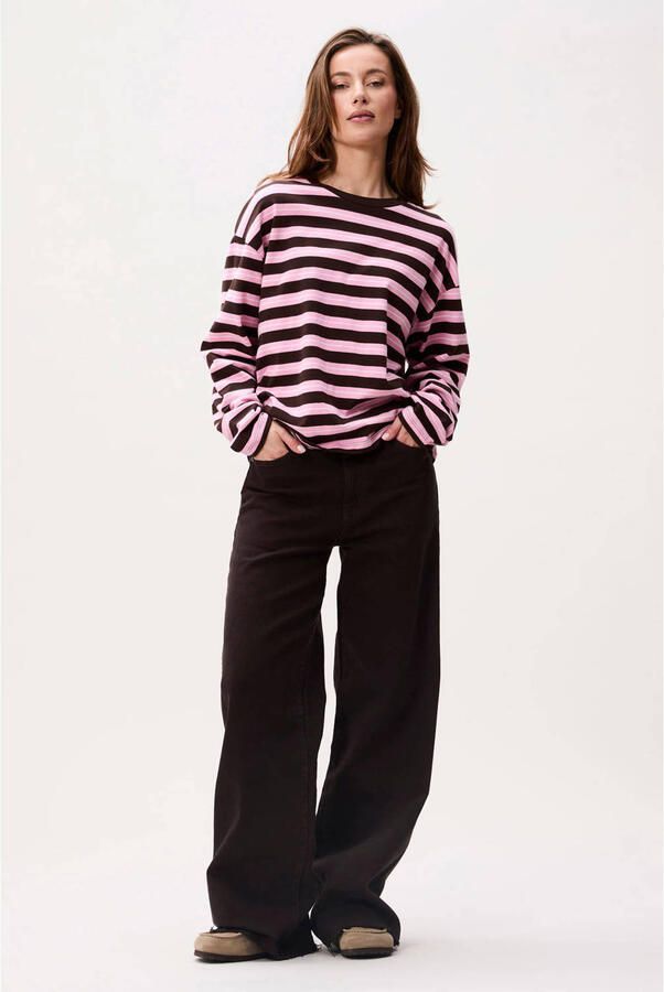 Catwalk Junkie rechtvallende gestreepte top roze bruin - Foto 3