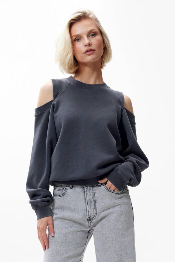 CATWALK JUNKIE Dames Truien & Vesten Relaxed Open Shoulder Sweater Antraciet - Foto 6