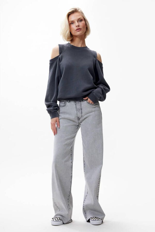 CATWALK JUNKIE Dames Truien & Vesten Relaxed Open Shoulder Sweater Antraciet - Foto 5
