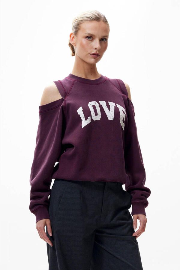 CATWALK JUNKIE Dames Truien & Vesten Graphic Sweater With Cut Out Bordeaux - Foto 6