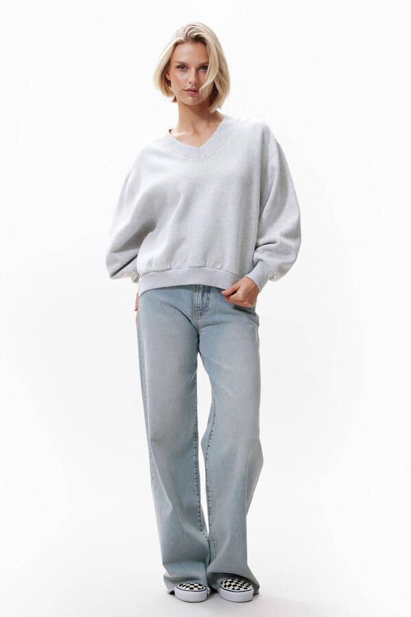 CATWALK JUNKIE Dames Truien & Vesten Sweater With Vneck Lichtgrijs - Foto 5