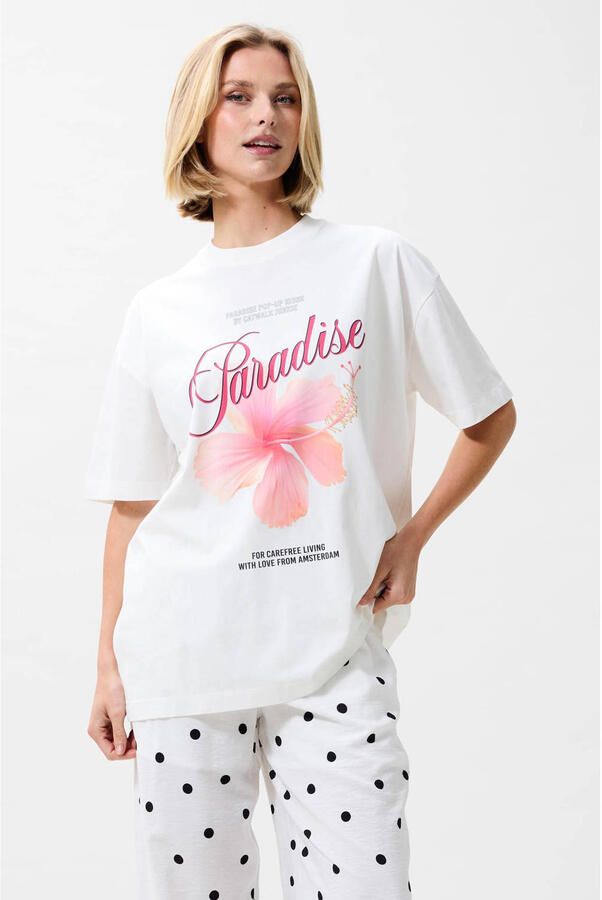 CATWALK JUNKIE Dames Tops & T-shirts Oversized Graphic T-shirt Gebroken Wit - Foto 5