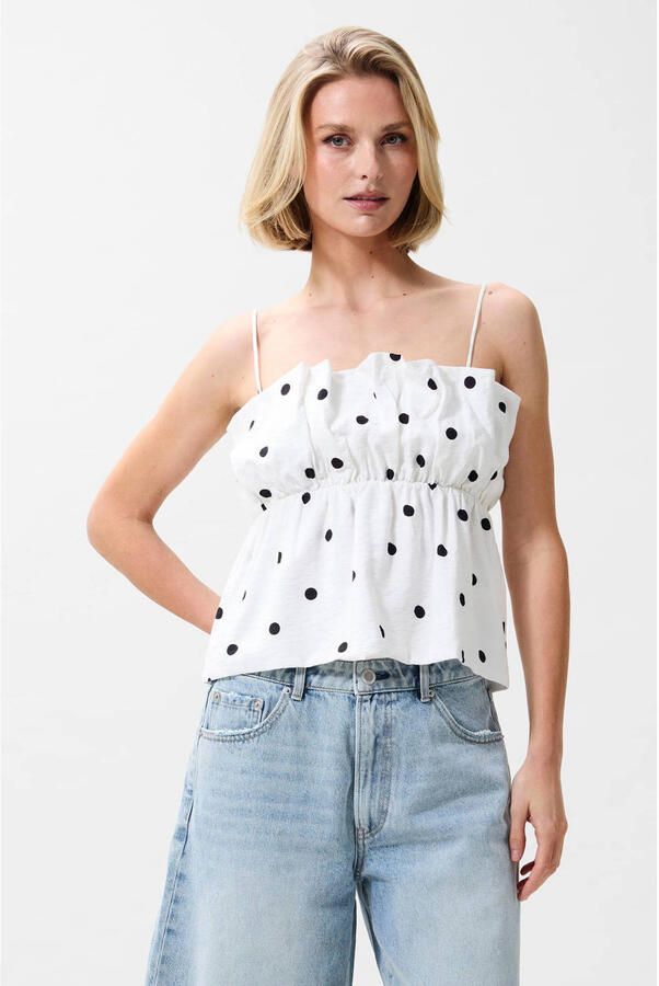 CATWALK JUNKIE Dames Blouses Dotted Spaghetti Top Wit - Foto 5