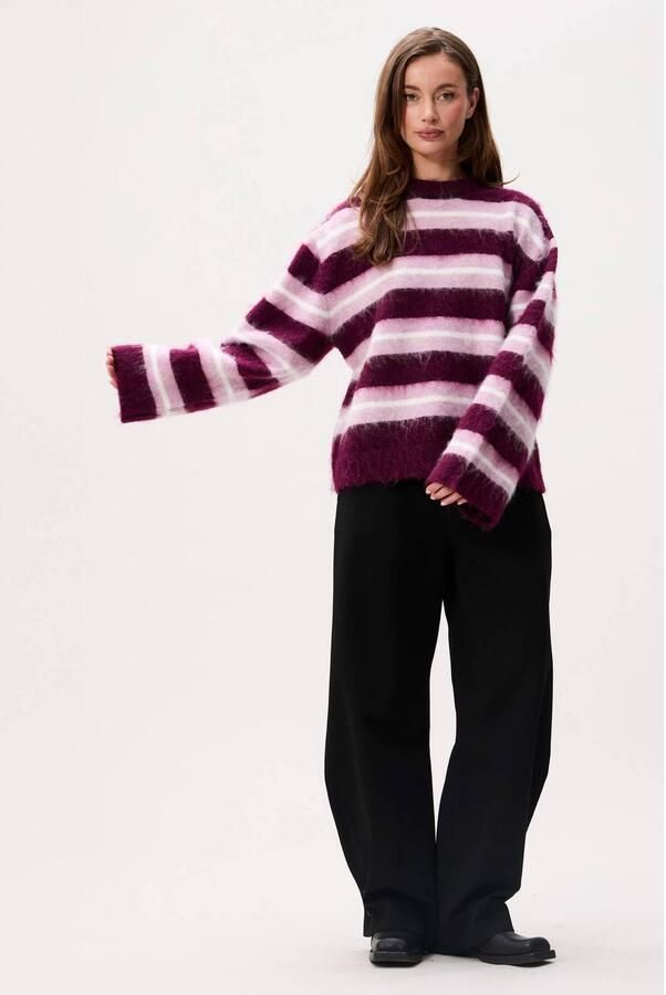 Catwalk Junkie wollen gebreide gestreepte trui roze