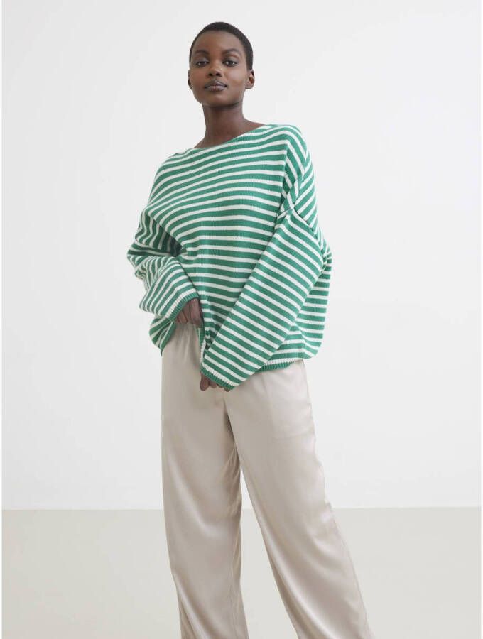 Catwalk Junkie gestreepte trui met wol groen wit