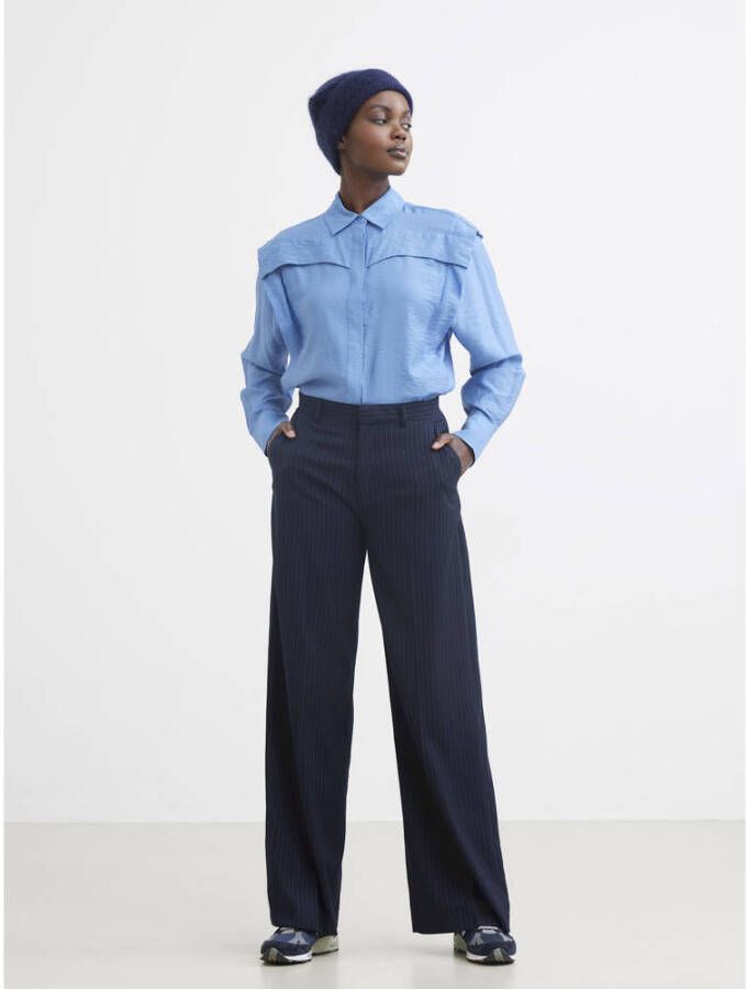 Catwalk Junkie high waist straight fit pantalon donkerblauw