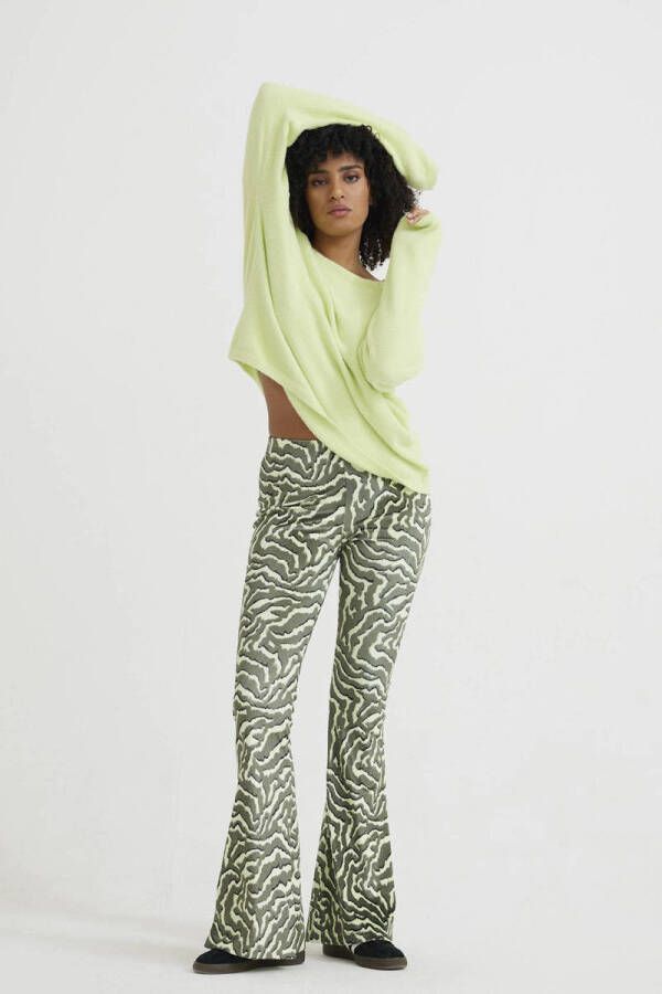 Catwalk Junkie Ronde Hals Gebreide Trui Gerecycled Polyamide Losse Pasvorm Green Dames