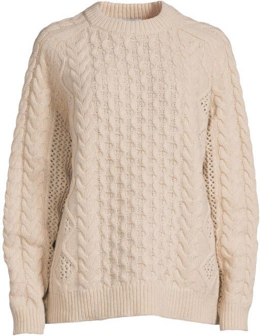 Catwalk Junkie x Yara Michels kabeltrui BIG HUG met wol ecru