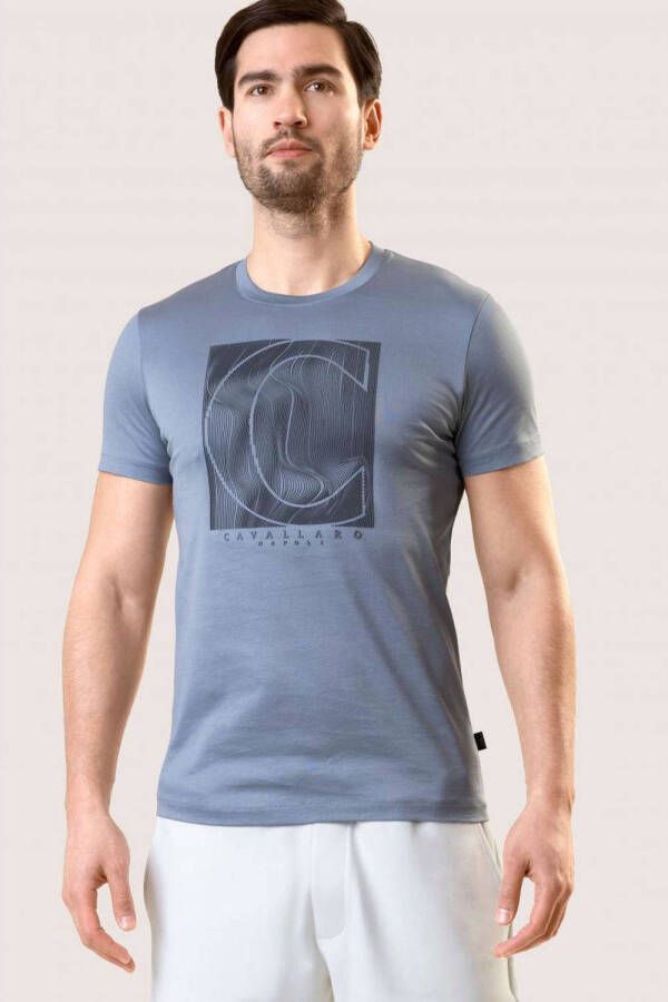 Cavallaro Napoli T-shirt Onda met printopdruk grey blue