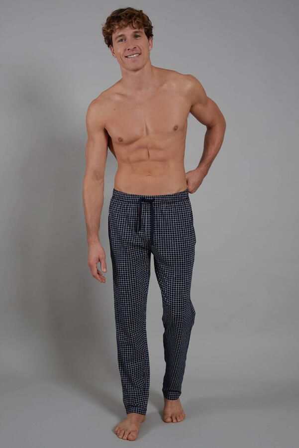 CECEBA +size geruite pyjamabroek donkerblauw