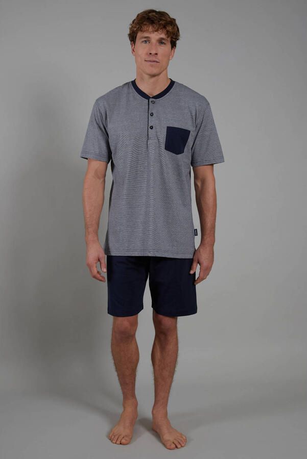 CECEBA +size shortama grijs donkerblauw - Foto 3