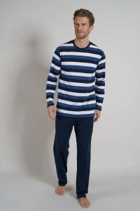 Ceceba +size pyjama met strepen donkerblauw wit