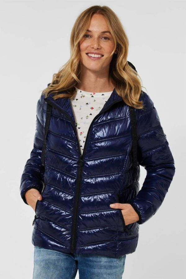 CECIL gewatteerde jas van gerecycled polyester donkerblauw