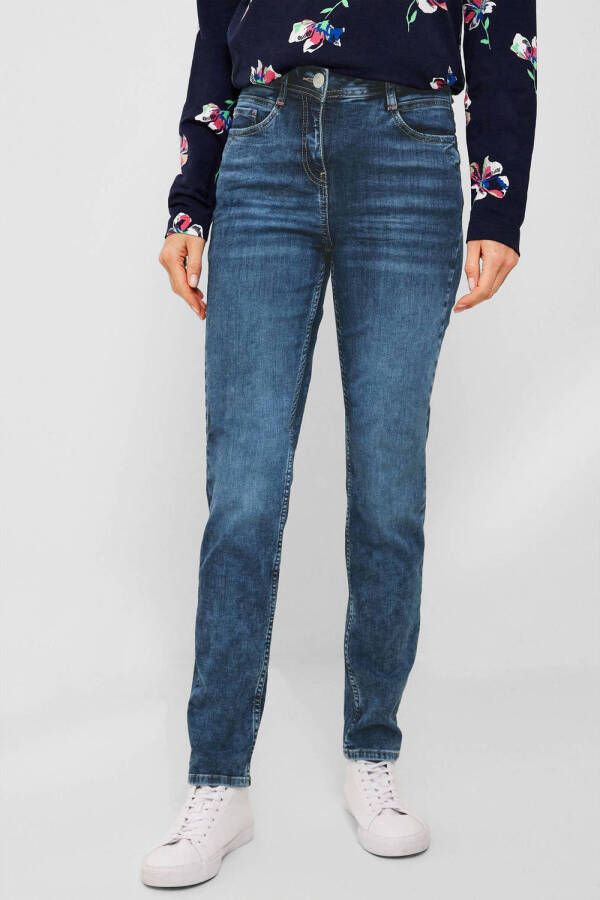 CECIL high waist slim fit jeans Toronto medium blue denim