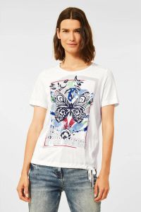 CECIL T-shirt met all over print wit rood blauw