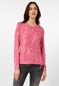 CECIL top Cosy Two Color met bladprint roze