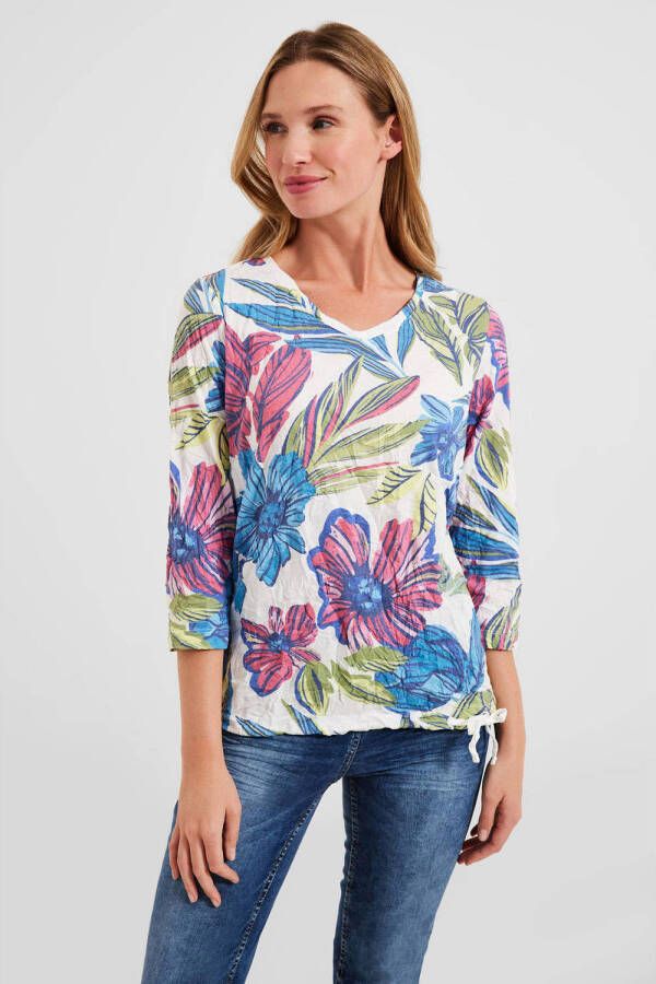 CECIL top met all over print wit blauw paars