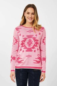 CECIL trui Plated Graphic Pullover met grafische print roze