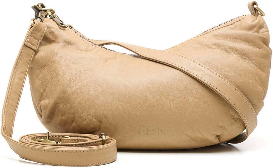 Chabo Bags leren crossbody tas Bobby Banana beige