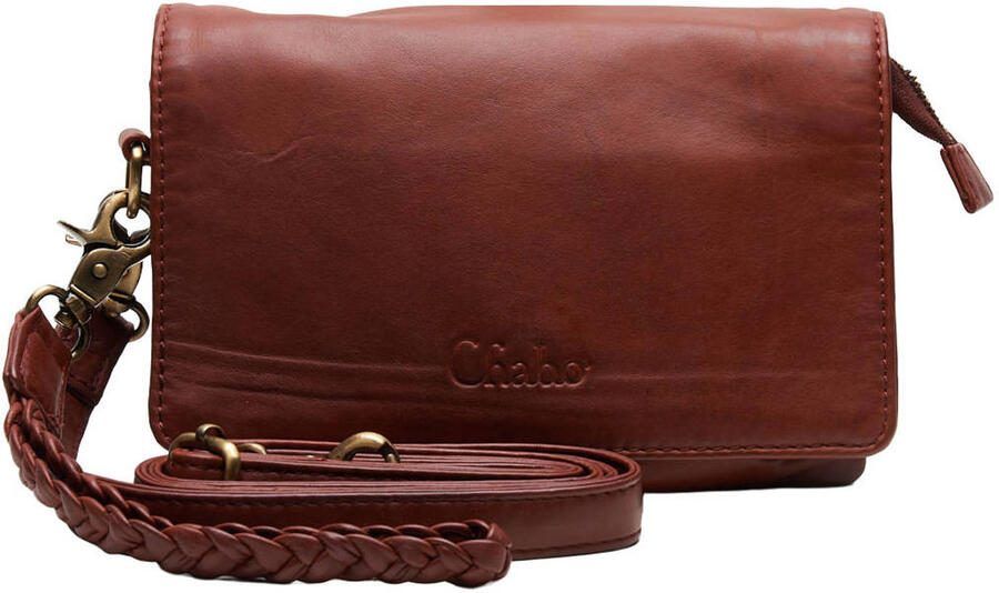 Chabo Bags leren crossbody tas Borneo Style roodbruin