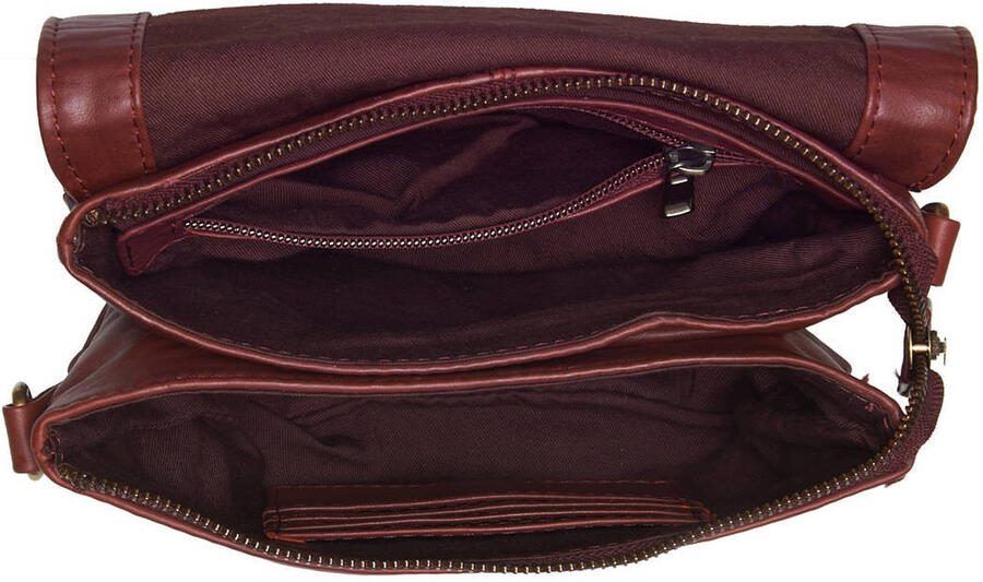 Chabo Bags leren crossbody tas Borneo Style roodbruin - Foto 3