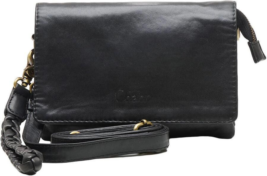 Chabo Bags leren crossbody tas Borneo Style zwart